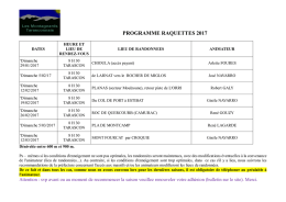 PROGRAMME RAQUETTES 2017