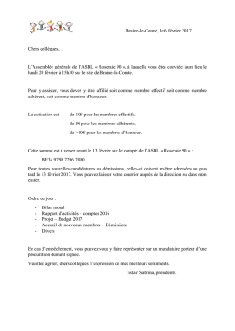 Consultez-ici l`invitation de la Présidente, Mme Sabrina Tislair