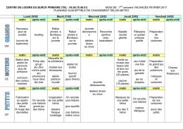 1ère semaine planning BURCK PRIM VAC février