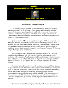 HOM&Eacute;LIE Heureux les hommes int&egrave;gres
