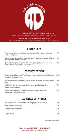 M ENU ST-VALENTIN