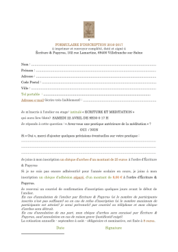 Formulaire Inscription EP Méditation