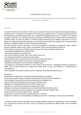 à la gestion comptable - Association Planète Urgence