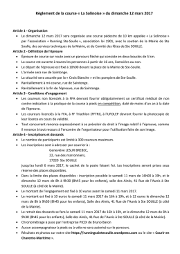 Règlement de la course « La Solinoise » du dimanche 12 mars 2017