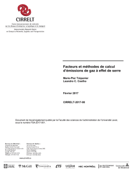 Facteurs et m&eacute;thodes de calcul d`&eacute;missions de gaz &agrave;