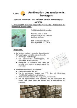 Programme - Centre d`expertise fromagère du Québec