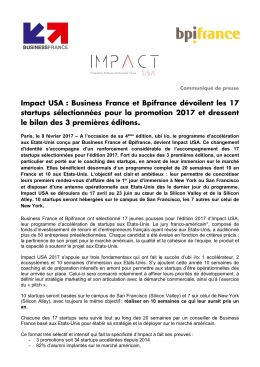 Impact USA : Business France et Bpifrance dévoilent les 17 startups