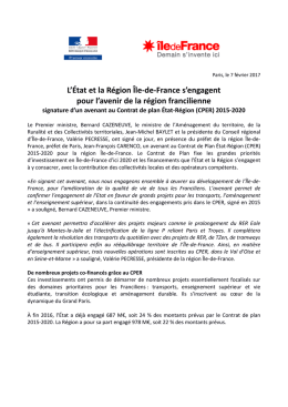 L`État et la Région Île-de-France s`engagent pour l