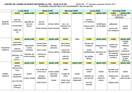1&egrave;re semaine PLANNING BURCK MAT VAC f&eacute;vrier