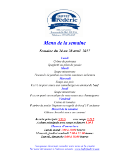 Menu de la semaine