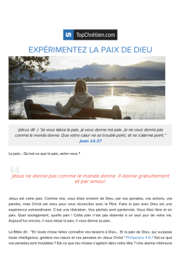 Expérimentez la paix de Dieu