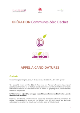 OPÉRATION Communes Zéro Déchet APPEL À CANDIDATURES