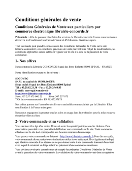 Conditions générales de vente Conditions Générales de Vente aux