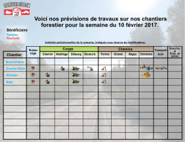 Voici nos prévisions de travaux sur nos chantiers forestier pour la