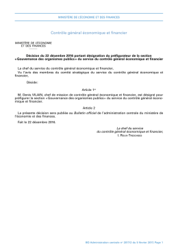 D&eacute;cision du 22 d&eacute;cembre 2016 portant d&eacute;signation du pr&eacute;figurateur