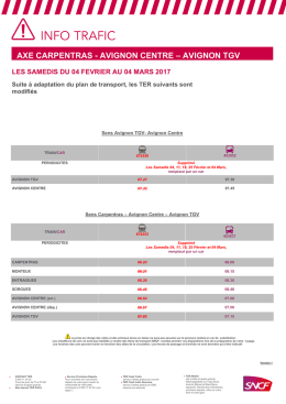 Affiche info trafic MR 13 axe Avignon Carpentras du 04 02