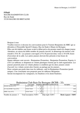 les convocations - Maure Badminton Club