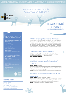 ATELIERS ET VISITES GUID&Eacute;ES VACANCES