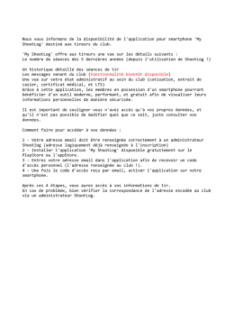 `My ShootLog` destin&eacute; aux tireurs du club.