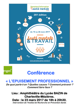 Conf&eacute;rence - La semaine de la sant&eacute; mentale