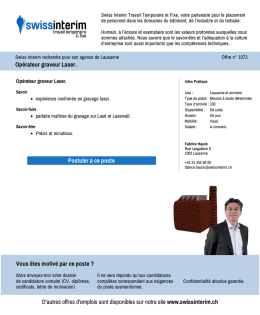 Op&eacute;rateur graveur Laser. - PDF de l`Annonce du