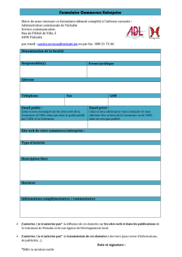 Formulaire Commerce/Entreprise