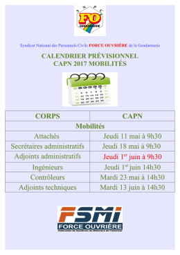 CORPS CAPN Mobilit&eacute;s Attach&eacute;s Jeudi 11 mai &agrave; 9h30 Secr&eacute;taires