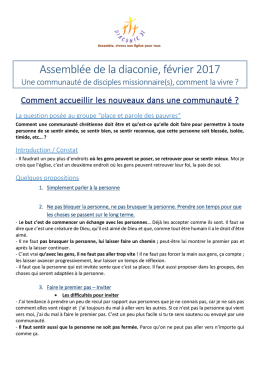 Assembl&eacute;e de la diaconie, f&eacute;vrier 2017