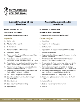 Annual Meeting of the Members Assemblée annuelle des membres