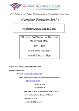 Présentation Carrefour de la formation 2016