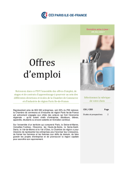 Offre CCIR Charg&eacute; de mission CDD 12 mois