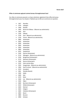 Février 2017 Villes et communes agissant comme bureau d