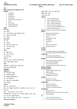 Class X SA-2 Syllabus - GD Goenka Public School East Delhi