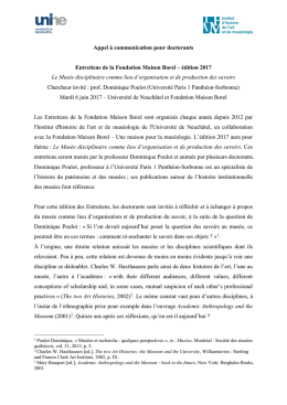 Appel à communication pour doctorants Entretiens de la Fondation