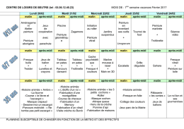 Planning Beutre 1ère semaine Février 2017