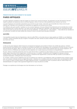 paris hippiques - Joueurs Info Service