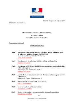 Hôtel de Matignon, le 8 février 2017 A l`attention