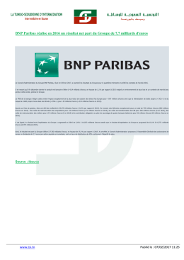 BNP Paribas réalise en 2016 un résultat net part du Groupe