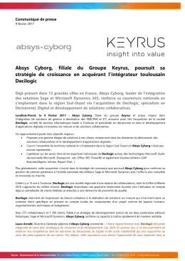 Absys Cyborg, filiale du Groupe Keyrus, poursuit sa stratégie de