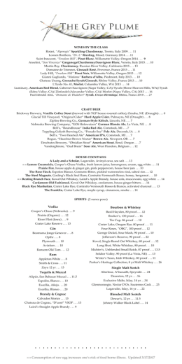 Wine Menu - The Grey Plume