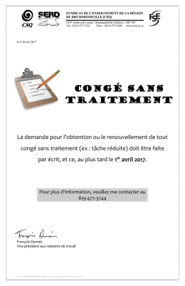 CONG&Eacute; SANS TRAITEMENT