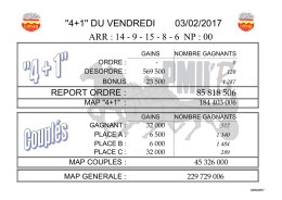 ``4+1`` du vendredi 03/02/2017 arr : 14 - 9 - 15 - 8 - 6 np : 00