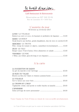 Menu de la semaine du 06 février au 10 février 2017