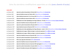 Liste des derni&egrave;res modifications apport&eacute;es au site (avec chemin d