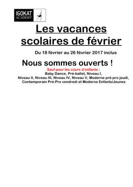 Les vacances scolaires de f&eacute;vrier