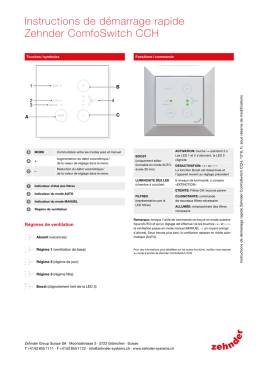 Instructions de d&eacute;marrage rapide Zehnder ComfoSwitch CCH