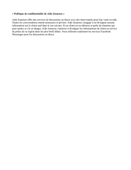« Politique de confidentialité de Aide Jeunesse » Aide Jeunesse