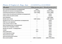 Menus et tarifs complet clic ici - Traiteur Le comptoir de Mamy Annie