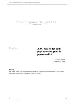 AAC r&eacute;alise les tests psychotechniques de personnalit&eacute;