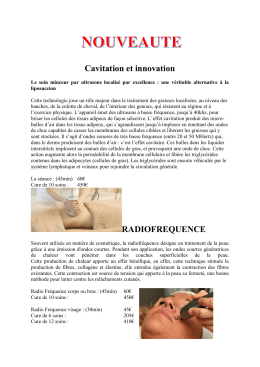 Cavitation et innovation RADIOFREQUENCE
